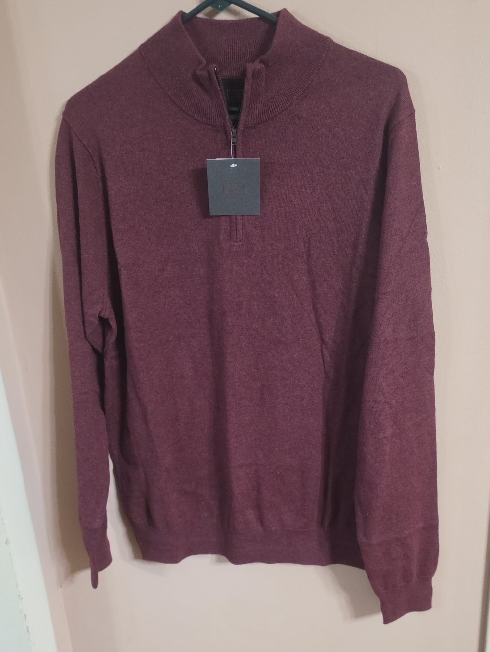 14th & Union Men's Zip-Neck Sweater in Burgundy Plum